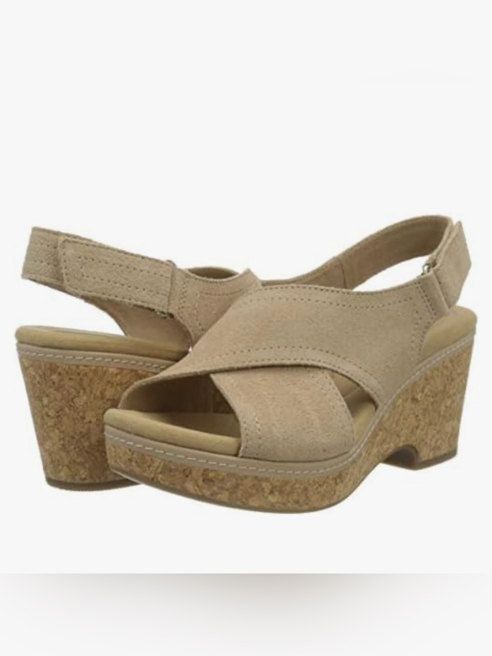 Clarks Giselle Cove Platform Wedge Sandals Sand Taupe Size 7.5 M
